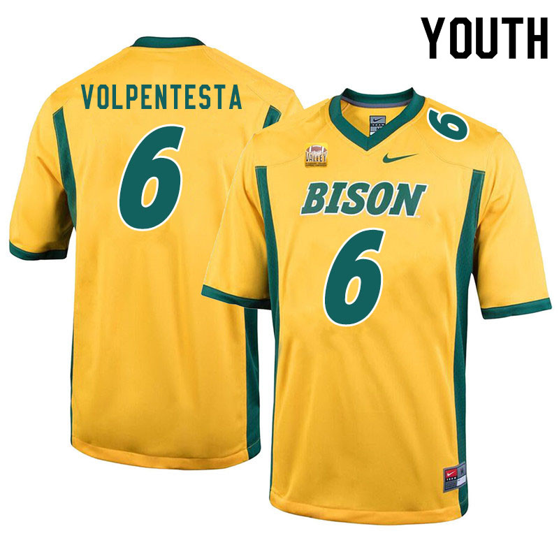 Youth #6 Giancarlo Volpentesta North Dakota State Bison College Football Jerseys Sale-Yellow - Click Image to Close
